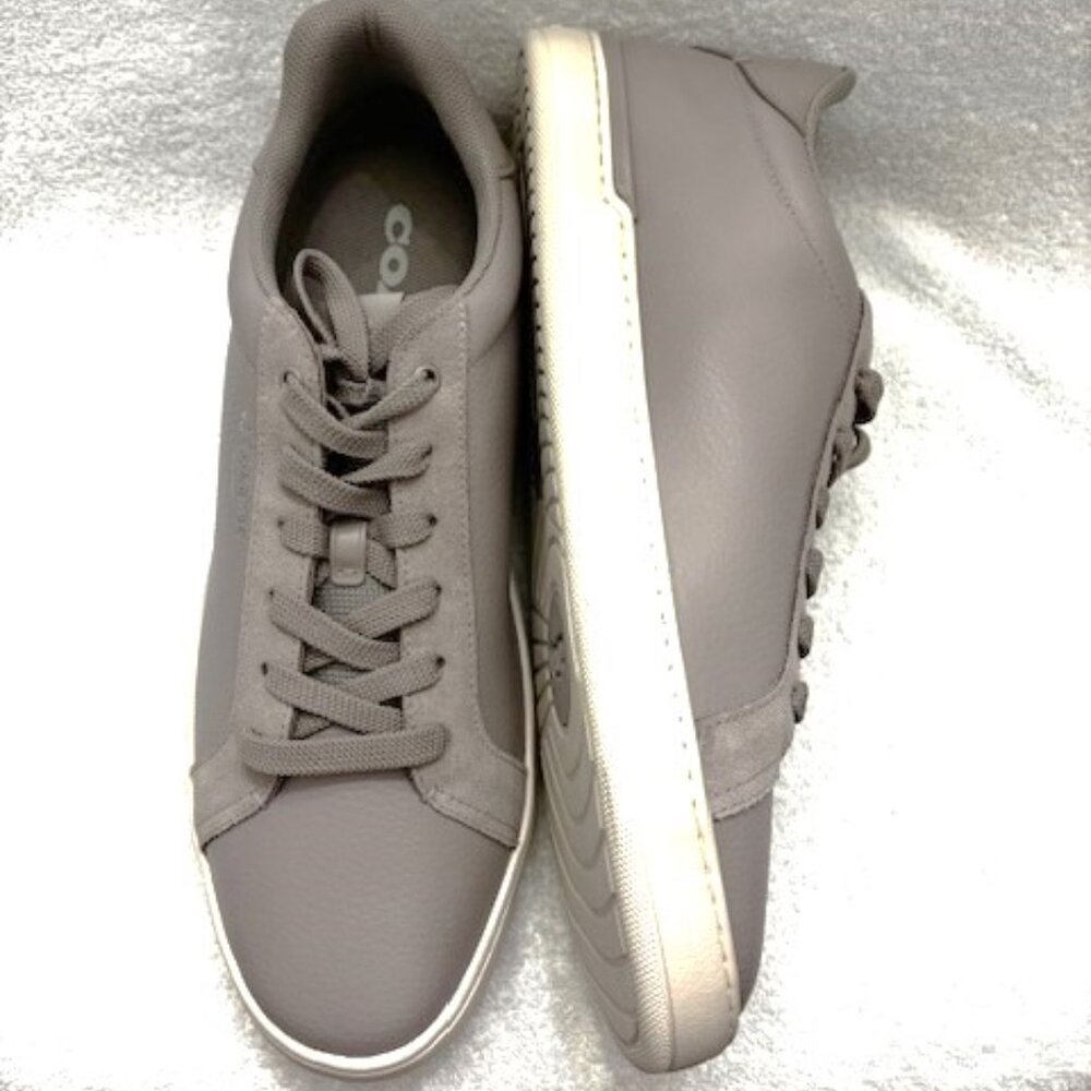 Coach 'Clip' low top leather and suede sneakers in Grey Burch Men's Size 13 - Picture 2 of 12